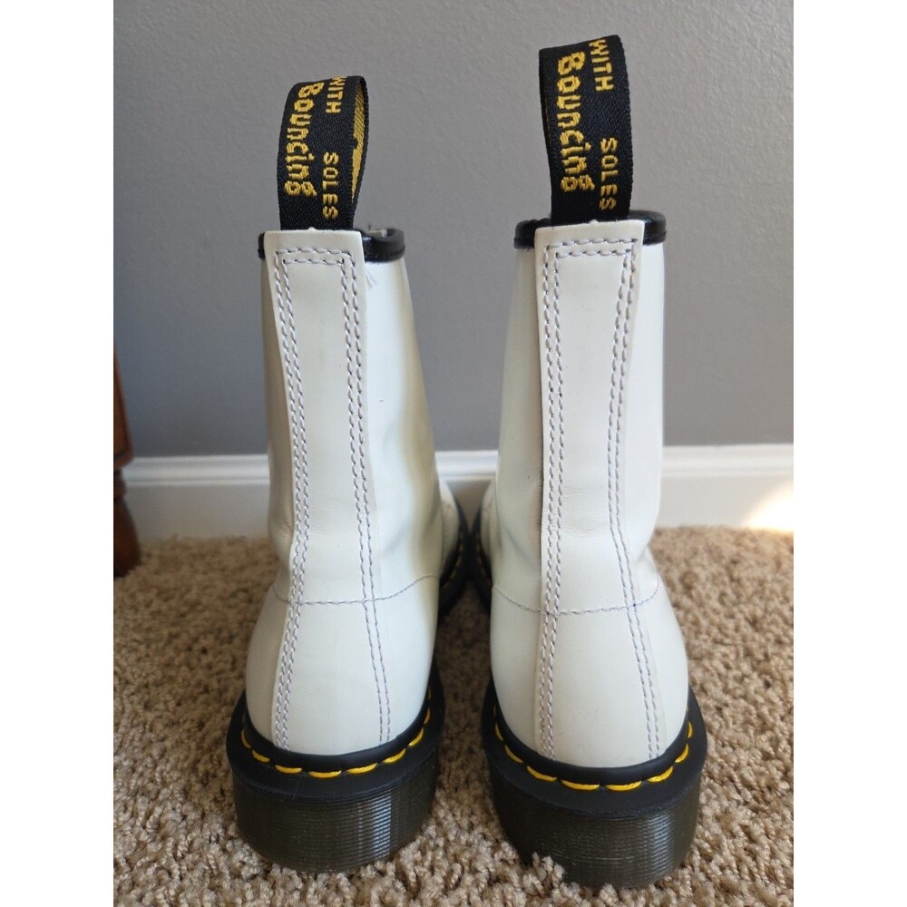 Dr. Martens White Leather Women's Combat Boots Women's Size 8 11821 1460 - EUC - Picture 6 of 13